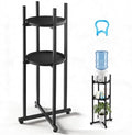VEVOR Water Dispenser Stand, 5 Gallon Water Jug Stand, Heavy Duty Jug Rack Organizer with Detachable Storage Shelf, Handle, Cross-Shaped Stable Base, for Kitchen, Office, Living Room, Gym, Black