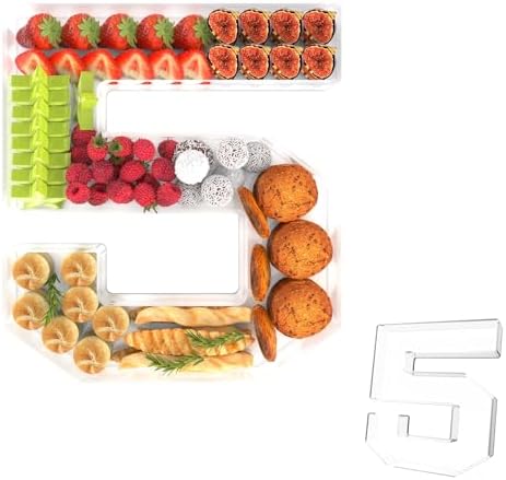 11" Acrylic Number Charcuterie Tray, Fillable Charcuterie Box (Number 5)