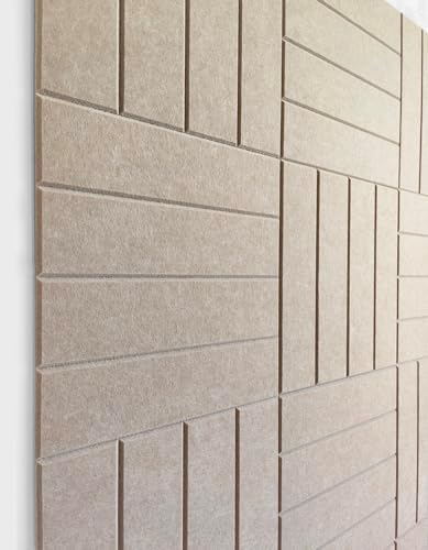 Felt Bulletin Board Tiles | Modern Cork Board Alternative | Large Cork Boards for Walls | Aesthetic Felt Wall Panels for Office & Home Decor | Pinboard & Photo Board (12-Pack) | Camel