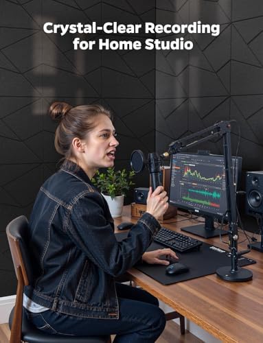 18 Pack Acoustic Panels Sound Absorbing for Gaming Room Wall, Black Decorative Cut-line Peel and Stick Sound Reducing Art Ceiling Tiles for Home Office Recording Studio Acoustical Treatments