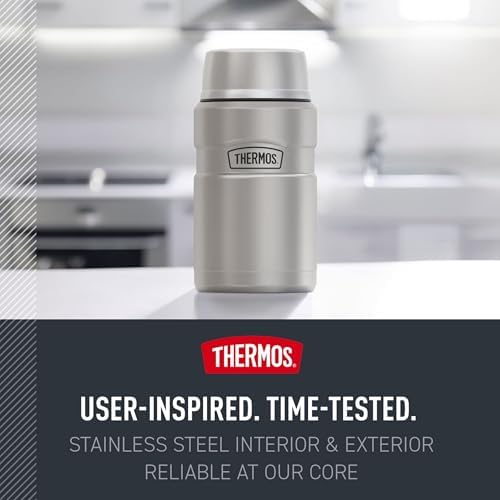 THERMOS Stainless King Food Jar with Bowl, 24oz, Matte Green