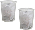 Mind Reader Mesh Trash Can, 16.65L (4.4 gal), Waste Paper Basket, Round, Office, Metal Mesh, Set of 2, White