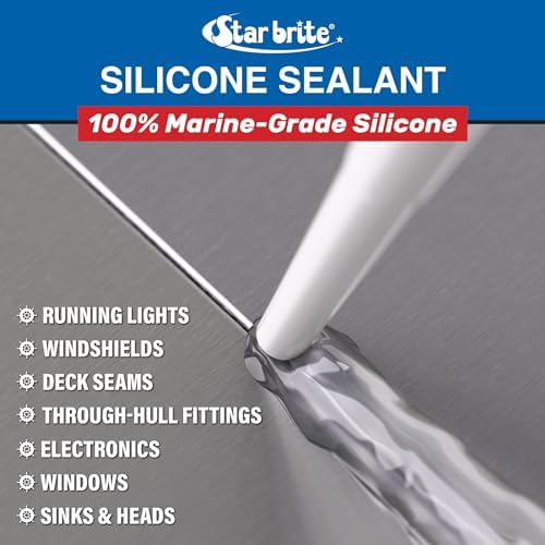 STAR BRITE Marine Silicone Sealant - Clear 10.1 Oz - Waterproof, Durable, UV Resistant, for Fiberglass, Metal, Wood, Glass, Ceramic & More (082122)