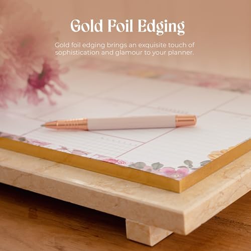 Undated Weekly Desk Planner Pad - 52 Pages Notepad With To Do List and Habit Tracker | Desk Pad Tear Off for Organization