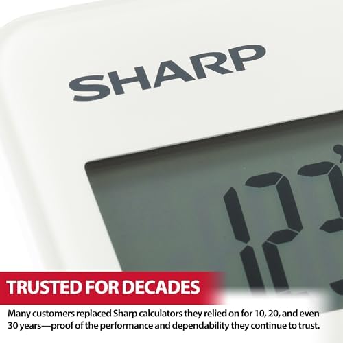 Sharp 12-Digit Dual Power Business Calculator, Extra-Large Fixed LCD Display, White Desktop Business Calculator, 6.6 x 4.4 Inches (EL-334WB)
