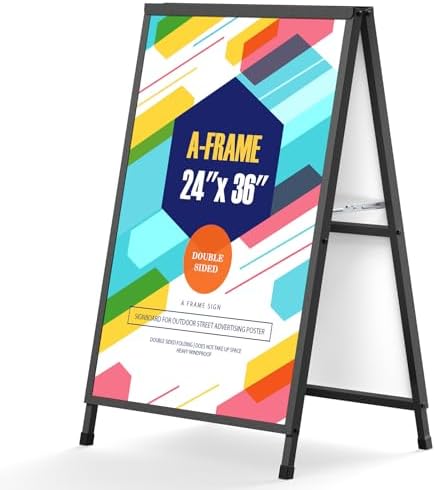 Relx A Frame Sign 24x36 Inch Outdoor, Heavy Duty Sandwich Board Signs, Double-Sided A Frames Sign Holder Business for Outside(Frame only).