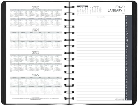 AT-A-GLANCE 2027 Appointment Book Planner, Daily, 5" x 8", Half-Hour, Black (702070527)