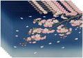 Batmerry Retro Japanese Cherry Blossom Linen Placemats Set of 8, Deep Indigo Flowers Washable Table Mats for Kitchen Table Thickened Heat Insulation Dining Set Indoor Outdoor 12X18 in