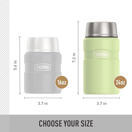 THERMOS Stainless King Food Jar with Bowl, 24oz, Matte Green