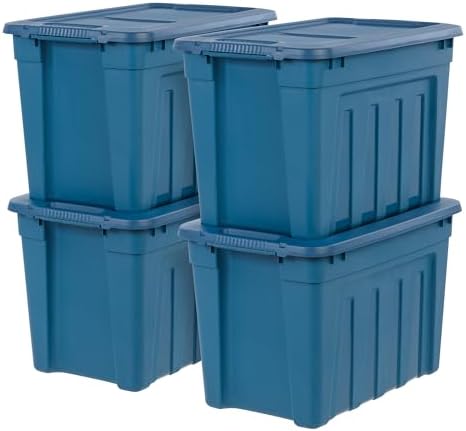 IRIS USA 4-Pack 20 Gal Heavy Duty Storage Totes with Lids, Navy