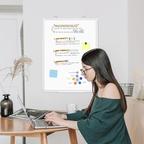Double-Sided White Board Dry Erase Magnetic Whiteboard Wall 24x18, White