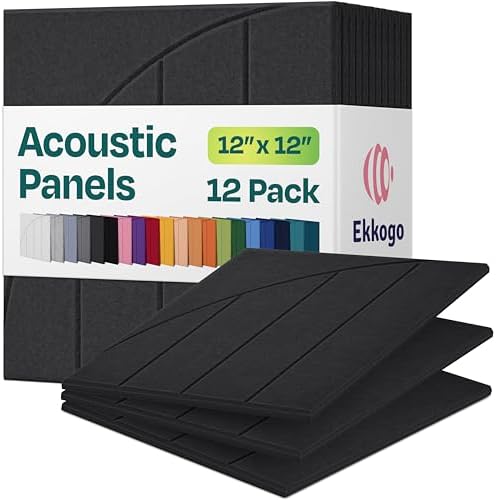 Acoustic Panels 12-Pack Soundproof Wall Panels 12"x12"x0.4" Decorative Sound Dampening for Your Home, Office, Studio, Bedroom & More with Unique ModuArc Carving [Dark Gray]