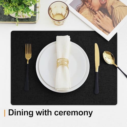 Homaxy Cloths Placemats for Dining Table Set of 4, 13" x 19", Black