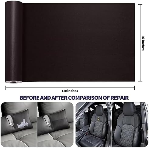 Leather Repair Patch Tape Kit, Self Adhesive Leather Repair for Furniture, Couch, Sofa, Car Seats,Office Chair,Vinyl Repair Kit.120inx16in