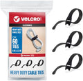 VELCRO Brand Heavy Duty ONE-WRAP Cable Ties, 8in x 1/2in, Black, 60 Pack