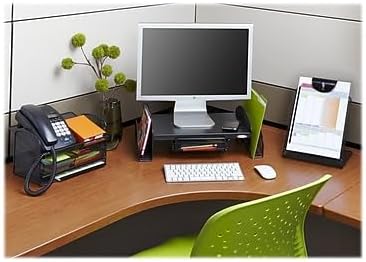 Safco Onyx Phone and Utility Tray with Drawer, Desktop Organizer, Durable Steel Mesh Construction, Black