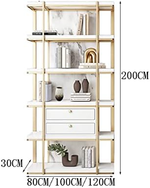 Storage Shelves Floor-to-Ceiling Bookshelf 5-Layer Display Rack Storage Rack Suitable for Living Room Study Office Decoration Bookshelf Office Organization,Gold-80 * 30 * 200 cm