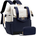 LOVEVOOK Laptop Backpack for Women, 15.6 Inch Work Laptop Bag with USB Port, Fashion Teacher Nurse Backpack Purse, Waterproof Travel Computer Backpack with Organizer Bag, 2PCS,Beige - Navy
