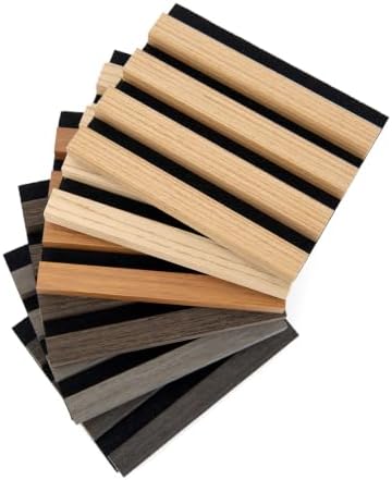 Art3d Soundproof Wood Slat Wall Panel, 6 x 4.7 in, 6 Sample Packs, 6 Colors