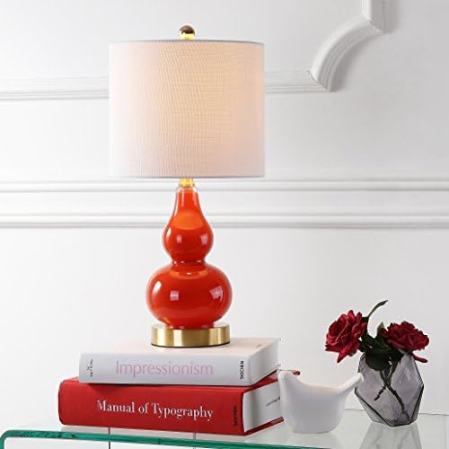 JONATHAN Y Anya Gourd Glass Table Lamp 20.5", Sunset Orange