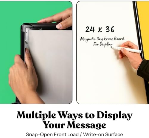 T-SIGN Sidewalk Sign for Indoor & Outdoor Sign - Open Aluminum A Frame Sign Poster Board 24x36 Inches, White Dry Erase Surface - Heavy Duty Double Sided Sandwich Board, Street Advertising Sign Board