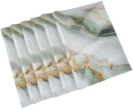 ALAZA White Marble Set of 4 Placemats Rectangle Table Mat for Dining Table Restaurant Kitchen Home Decor, 12" x 18"