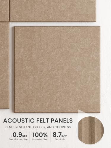 Bumusty 48"x 36" Large Felt Bulletin Board Tiles, Taupe