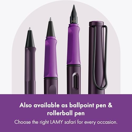 LAMY safari violet-blackberry - Fountain Pen with ergonomic grip & polished steel nib in size M - ideal for any Writing & Calligraphy - including LAMY T 10 blue cartridge - Right-Handed