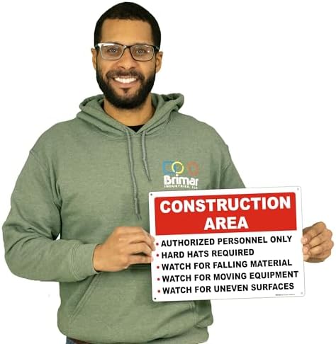 BRIMAR Construction Area Rules Sign, 14 X 10-Inch Aluminum, Weatherproof