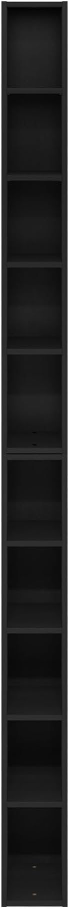 Furinno Fulda Book Shelf, 10-Tier Bookshelf, Space Saving Storage Shelf Bookcase, 9.2 x 5.9 x 78.7, for Living Room, Bedroom, Home Office, Blackwood