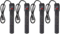 Amazon Basics 6-Outlet Surge Protector Power Strip with 200J Protection, Circuit Breaker, 2ft Extension Cord, Black, 4-Pack