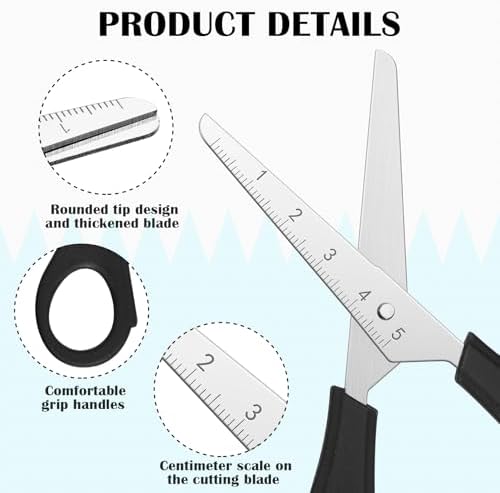 Honoson 150 Pack Student Scissors Bulk with Ruler Blade,Black