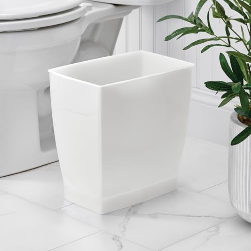 iDesign Small Plastic Bathroom Trash Can, Clear Frost