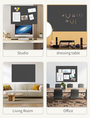 48" x 48" Cork Board Alternative, 16 Pack Felt Bulletin Board Tiles with 30 Adhesive Tabs Wall Push Pin Board for Office Classroom Bedroom Decor