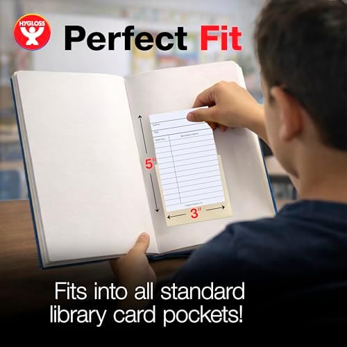 Hygloss Library Checkout Cards for Traditional Book Pockets and Classroom Organization - Vintage Style White Due Date Tracking, 3x5 Inch, 50 Pack