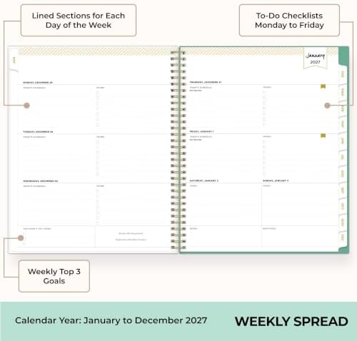 Blue Sky Day Designer 2027 Weekly & Monthly Planner, 8.5"x11", Peyton White