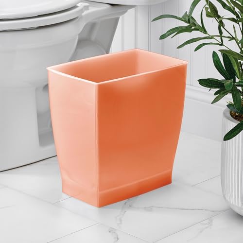 iDesign Small Plastic Bathroom Trash Can, Orange