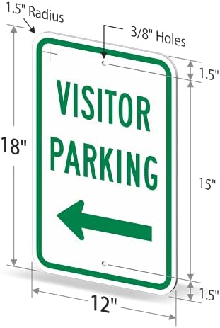 SmartSign "Visitor Parking" Sign with Left Arrow | 12" x 18" 3M Engineer Grade Reflective Aluminum