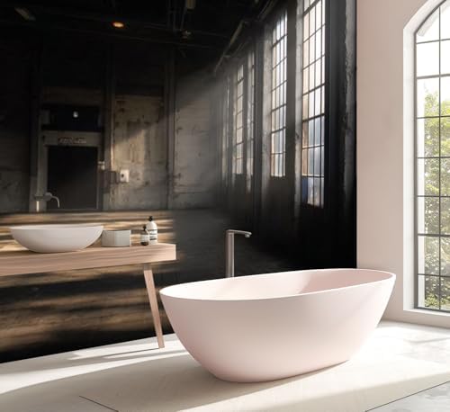 Wall Mural Peel and Stick Sunlight throuh Windows an Old Abandoned Industrial Warehouse Large Wallpaper Self Adhesive Contact Paper Removable 3D Wall Sticker for Living Room Bedroom 69"x96"
