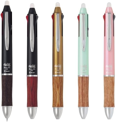Pilot LKFB-2SEF-DR Erasable Tri-Color Ballpoint Pen, Frixion Ball 3, Wood, 0.5, Deep Red