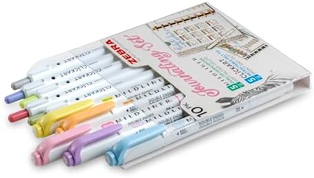 Zebra Pen Journaling Set, MILDLINER & CLiCKART, Assorted Colors, 10-Pack
