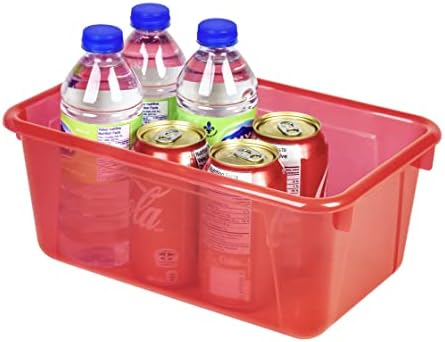Storex Small Cubby Bins – Plastic Storage Containers for Classroom, 12.2 x 7.8 x 5.1 inches, Candy Red, 5-Pack (62475A05C)