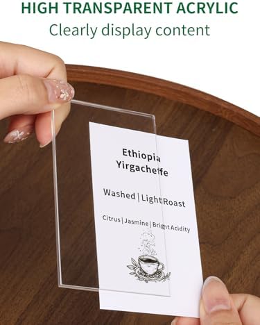 6 Pack Small Acrylic Sign Holder with Wood Base 2.36x3.94 Inch