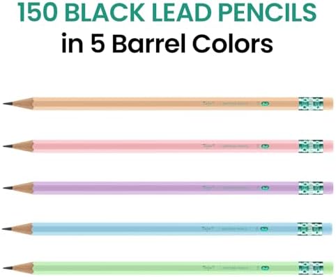 Taja 150 Pack Wood-Cased #2 HB Pencils, Bulk Pack Pre-Sharpened, Macaron
