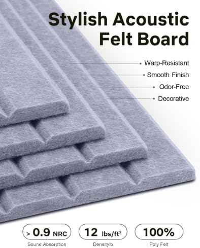 48" x 36" Large Cork Bulletin Board Tiles, Peel and Stick Felt Wall Panels for Vision, Message Center, Picture and Prayer Board for Office, Dorm, Room and Desk Decor(Blue Gray)