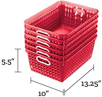 Really Good Stuff Large Plastic Book Baskets, 13.25" by 10" by 5.5"-12-Pack