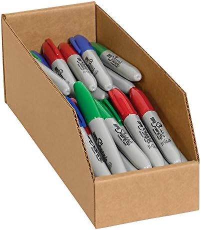 Top Pack Supply Open Top Bin Boxes, 4" x 12" x 4 1/2", Kraft (Pack of 50)