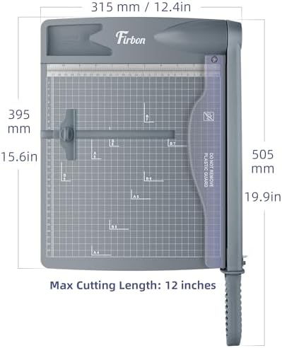 Firbon 12 Inch Guillotine Paper Cutter, Heavy-Duty Paper Trimmers, Gray
