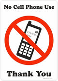 Brimar No Cell Phone Use Thank You Sign 10"x14" Peel and Stick Vinyl Label