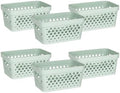 Glad Plastic Baskets for Organizing, Set of 6 | Pantry Storage for Under Counter, Linen Closet, and Bathroom | Nesting Shelf Bins with Handles, 1 Gallon, Sage